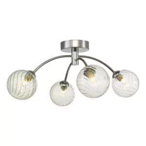 Lampa sufitowa Izzy 4 Light Semi Flush Polished Chrome Twisted Glass