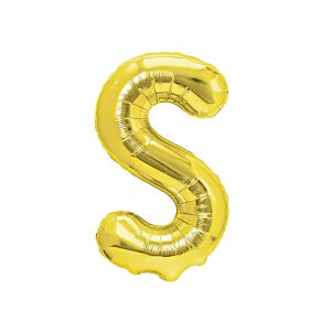 Balon foliowy „litera S”, złota, 40 cm [balon na powietrze]
