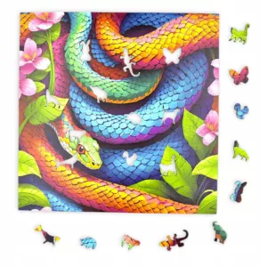 Puzzle Kolorowy Wąż Mruu&Pruu 25 x 25 cm 150 elementów Układanka drewniana