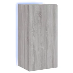 Ścienna szafka TV z LED, szary dąb sonoma, 40,5x35x80 cm