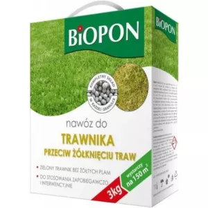 BIOPON,,NAWÓZ DO TRAWNIKA P/ŻÓŁKNIĘCIU 3kg GRANULAT