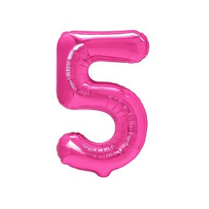 Balon foliowy "cyfra 5", ciemno różowa, 100 cm [balon na hel, cyfra duża, urodziny]