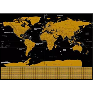 Mapa Świata z Flagami - Złota Mapa Zdrapka + Akcesoria