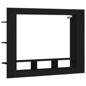 Szafka pod TV, czarna, 152x22x113 cm, materiał drewnopochodny