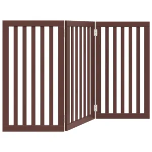 Składana bramka dla psa, 3 panele, brąz, 150 cm