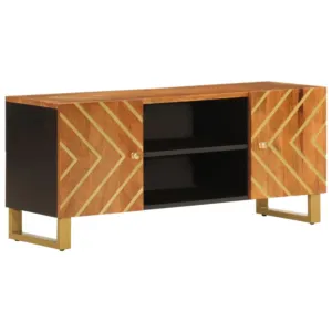 Szafka pod TV, brązowo-czarna 105x33,5x46 cm, lite drewno mango