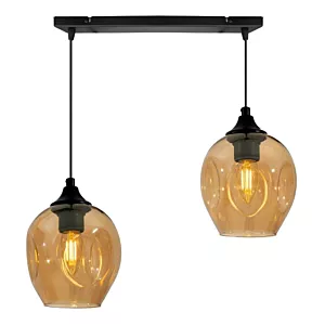 Aspa lampa wisząca czarny 2x40w e27 klosz brązowy