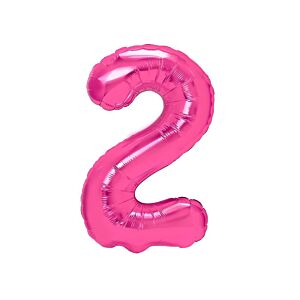 Balon foliowy "cyfra 2", ciemno różowa, 100 cm [balon na hel, cyfra duża, urodziny]