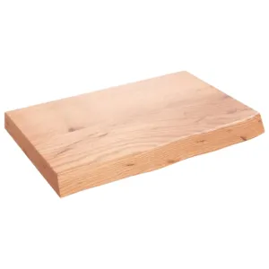 Półka, brązowa, 60x40x(2-6) cm, lakierowane lite drewno dębowe
