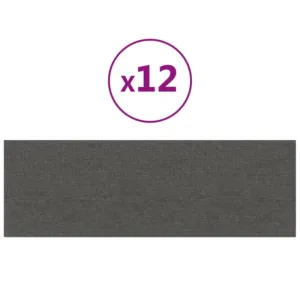 Panele ścienne, 12 szt, ciemnoszare, 90x30 cm, tkanina, 3,24 m²