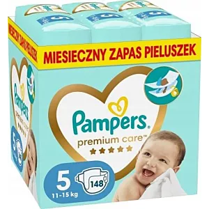Pieluszki dla dzieci 11-15 kg Pampers Premium Care Rozmiar 5 148 szt.