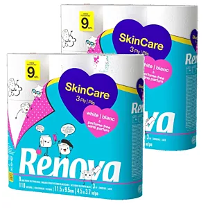 2x Papier toaletowy Renova Skin Care White 9R