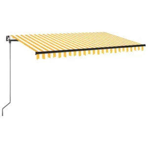 Ręcznie zwijana markiza z LED, 400 x 350 cm, żółto-biała