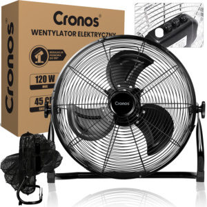 Wentylator podłogowy mocny wiatrak 120W Cronos KYT-30D1 Czarny