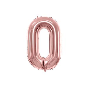 Balon foliowy "cyfra 0", różowe złoto, 100 cm [balon na hel, cyfra duża, urodziny]
