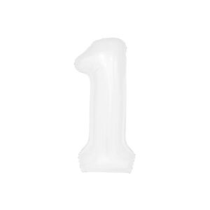 Balon foliowy "cyfra 1", biała, 100 cm [balon na hel, cyfra duża, urodziny]