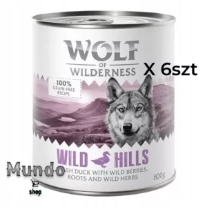 Mokra karma 800 g Wolf of wilderness Smak kaczka 6 szt