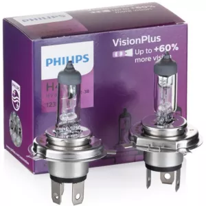 Mocne żarówki H4 PHILIPS Vision Plus +60% 60/55W