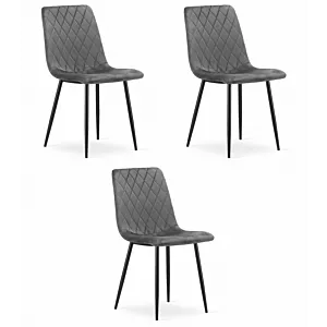 Krzesło TURIN - ciemny szary aksamit x 3