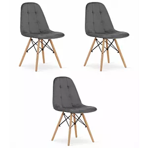 Krzesło DUMO - ciemny szary aksamit x 3