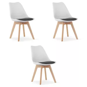 Krzesło MARK biało czarne / nogi naturalne x 3