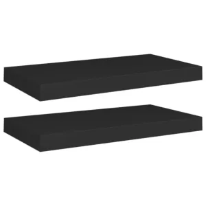 Półki ścienne, 2 szt., czarne, 50x23x3,8 cm, MDF