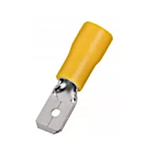 2x Konektor męski 6.3mm z izolacją żółty