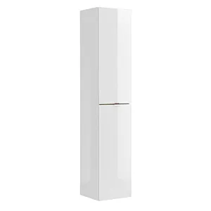 Wąska szafka łazienkowa, wisząca, Capri, 35x33x170 cm, biały, połysk