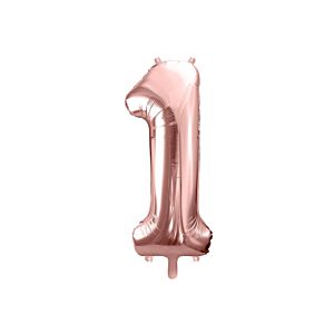 Balon foliowy "cyfra 1", różowe złoto, 100 cm [balon na hel, cyfra duża, urodziny]