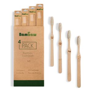Bambaw Zestaw bambusowych szczoteczek do zębów Soft (4szt)
