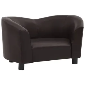 Sofa dla psa, brązowa, 67x41x39 cm, sztuczna skóra