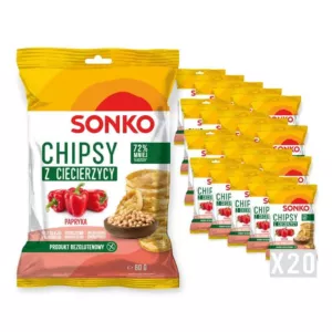 20x SONKO Chipsy z ciecierzycy o smaku papryki 60g