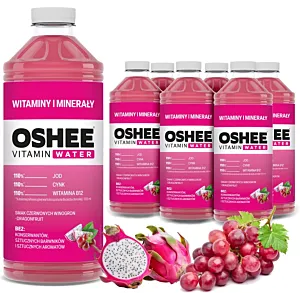 6x OSHEE Vitamin Water witaminy i minerały winogrona - dragonfruit 1100 ml