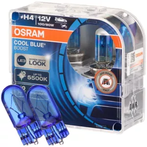 Niebieskie żarówki H4 OSRAM Cool Blue Boost + W5W