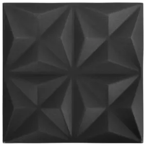 Panele ścienne 3D, 12 szt., 50x50 cm, czarny origami, 3 m²
