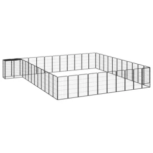Kojec dla psa, 46 paneli, czarny, 50x100 cm, stal
