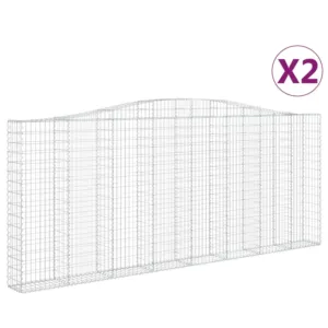 Kosze gabionowe, 2 szt, 400x30x160/180 cm, galwanizowane żelazo