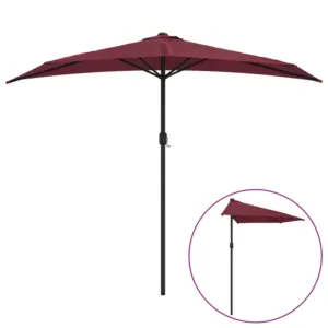 Półparasol balkonowy, aluminium, bordo, 270x144x222 cm