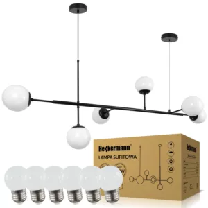 Lampa sufitowa wisząca LED Heckermann NST-P8013 - Zestaw z żarówkami LED G45