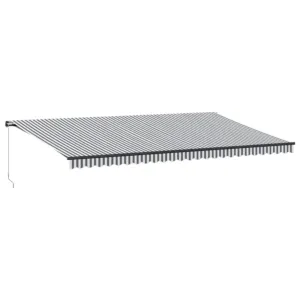 Ręcznie zwijana markiza z LED, antracytowo-biała, 600x300 cm
