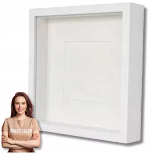 Ramka głęboka box 3D 24,5x24,5 cm do rękodzieła mchu na zdjęcia biała