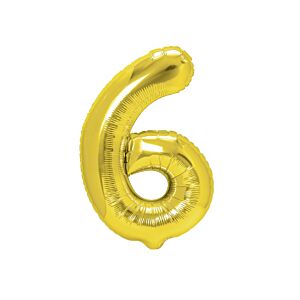 Balon foliowy „cyfra 6”, złota, 40 cm [balon na powietrze]