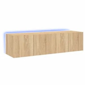 Ścienne szafki TV z LED, 2 szt., dąb sonoma, 60x35x31 cm