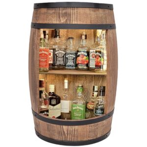 Stylowy bar do salonu na butelki z alkoholem z drewnianej beczki w kolorze ciemny brąz wenge 80x50cm