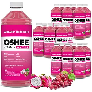 18x OSHEE Vitamin Water witaminy i minerały winogrona - dragonfruit 1100 ml