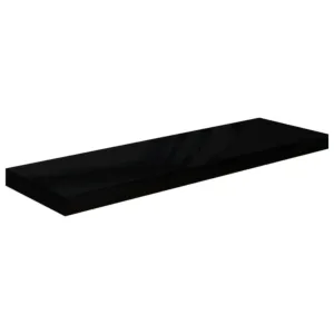 Półka ścienna, wysoki połysk, czarna, 80x23,5x3,8 cm, MDF