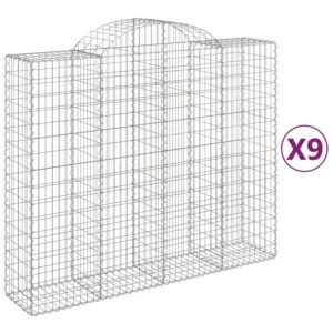 Kosze gabionowe, 9 szt, 200x50x160/180 cm, galwanizowane żelazo