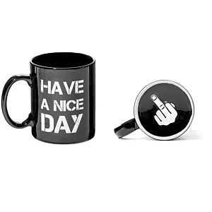 Niegrzeczny Kubek ze Środkowym Palcem - Have a Nice Day - Czarny
