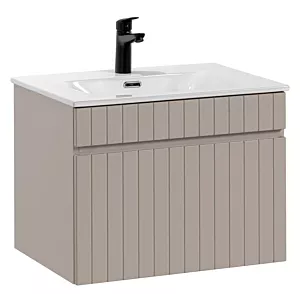 Wąska szafka z umywalką, Iconic, 60x46x46 cm, beżowy, mat