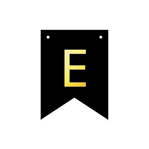 Baner DIY, 16 cm, czarny, literka "E" [stwórz swój napis na imprezę,dekoracja]
